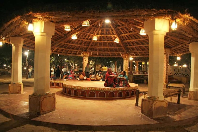 Jaipur: Cultural Evening Tour & Dinner at Chokhi Dhani - Entering the recreated Rajasthani village